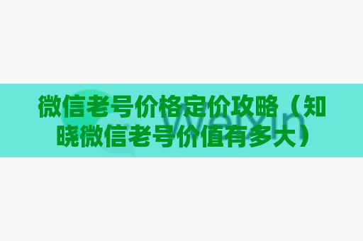 微信老号价格定价攻略（知晓微信老号价值有多大）