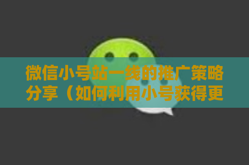 微信小号站一线的推广策略分享（如何利用小号获得更多流量）