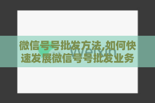 微信号号批发方法,如何快速发展微信号号批发业务