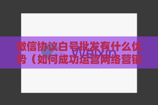 微信协议白号批发有什么优势（如何成功运营网络营销推广）