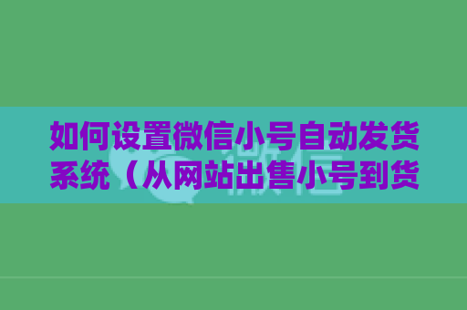 如何设置微信小号自动发货系统（从网站出售小号到货物发货的步骤详解）