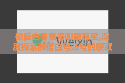 微信白号账号哪里有买,深度探索微信白号账号的获取之路