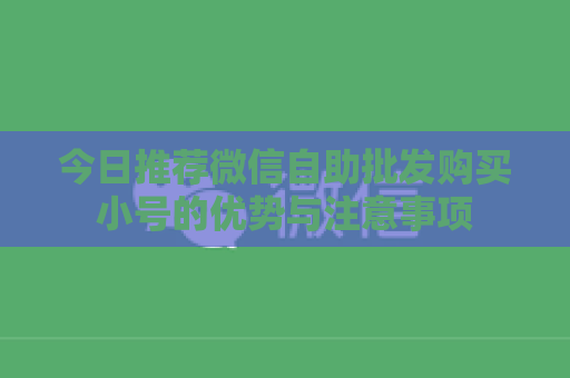 今日推荐微信自助批发购买小号的优势与注意事项